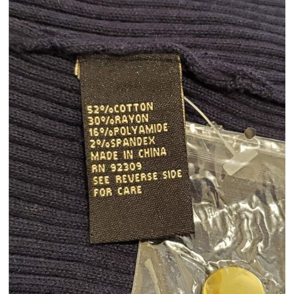 DG2 Diane Gilman Sweater Ribbed Gold Buttons Stretch Blue Maroon Women XS NEW - Picture 4 of 4